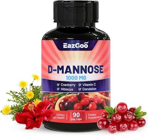 D-Manosa Cápsulas Fórmula 5 en 1 - D Manosa D 750 mg con arándano, diente de león, extracto de flor de hibisco y vitamina C, suplementos de acción
