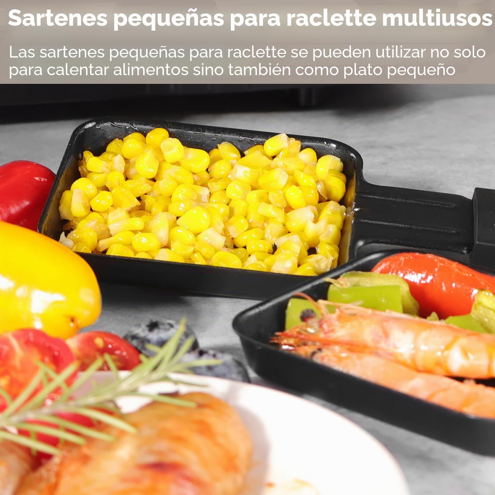 HengBO Raclette 8 Personas - 2 en 1 Raclette Grill con 8 Mini Sartenes y Reversible para Grill y Crepes - 1300 W