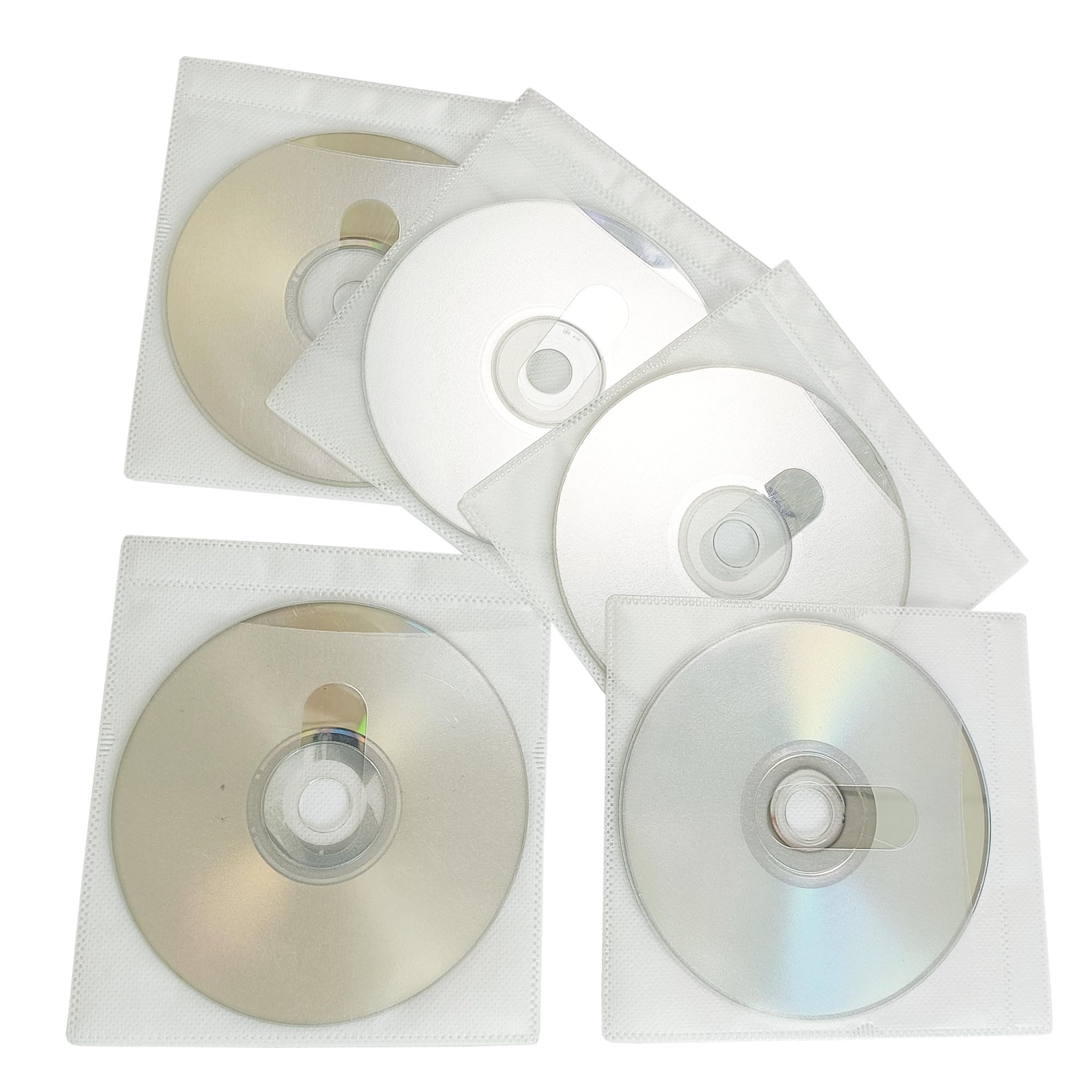 Paquete de 100 fundas de alta calidad para CD y DVD, material grueso no tejido, funda de plástico de repuesto de doble cara para carpetas de almacenamiento de CD y DVD, funda de disco con cierre a