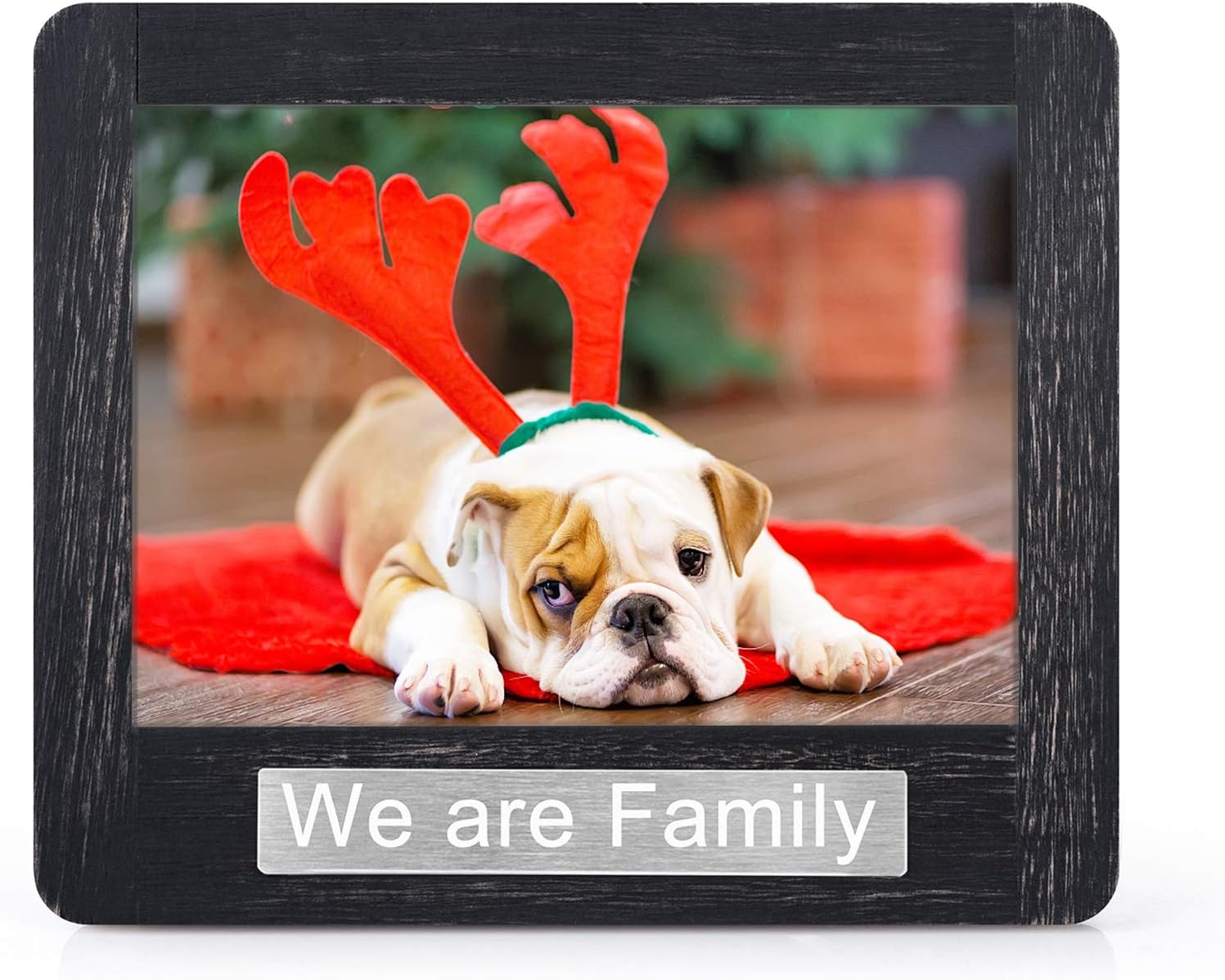 DLQuarts 5x7 Picture Photo Frame [We Are Family] Theme, Horizontal, 5x7 without Mat and 3.5x5 with Mat, Weathered Black