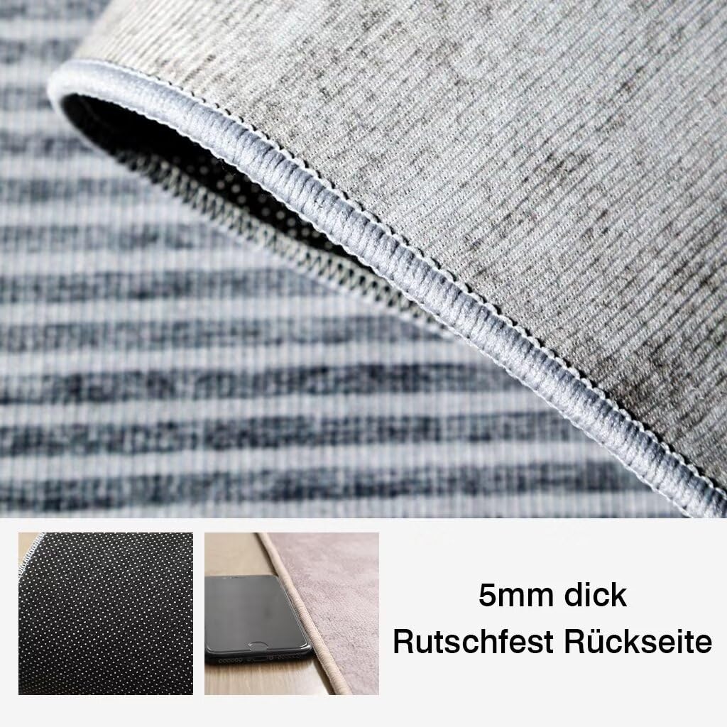 Teppich Läufer Flur Küche Grau Schlafzimmerteppich Boho 120x400cm | rutschfest Waschbar Lang Vintage Wohnzimmerteppich Meterware Läuferteppich Flurläufer Korridor Polyester