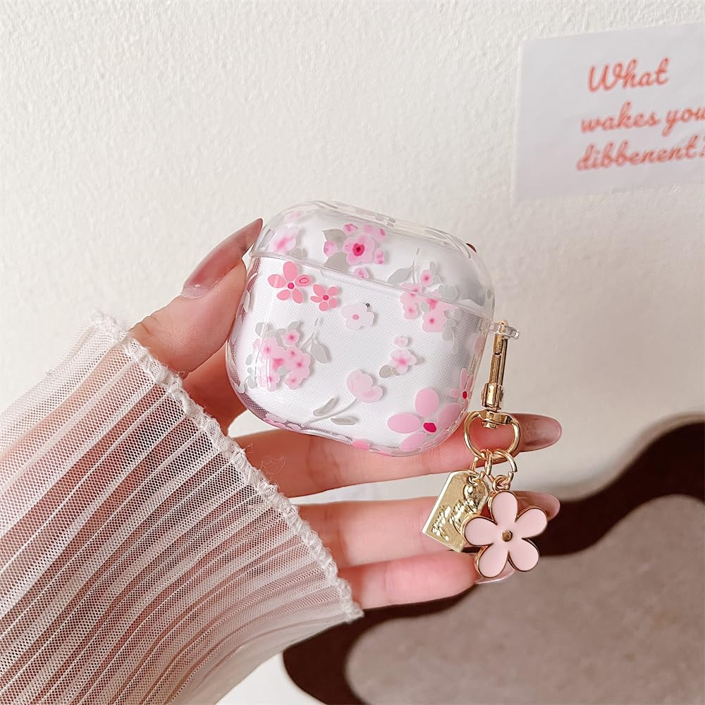 AirPods 4. Gen Hülle – Niedliches 3D-Blumen-Design, Transparent Mit Schlüsselanhänger
