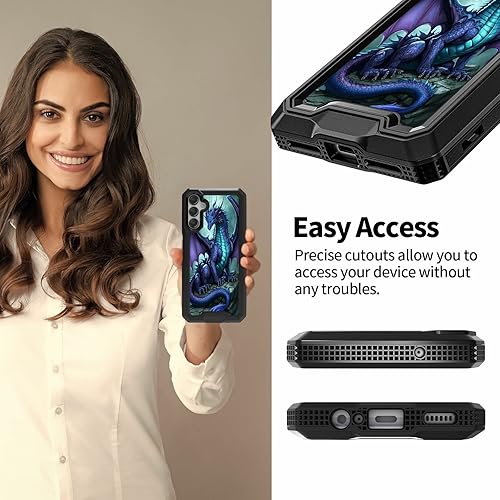 Miniatura 5 de Funda para Samsung Galaxy A54 5G 2023, Galaxy A54 5G con patrón de dragón para mujeres y hombres, funda híbrida de doble capa resistente a prueba de
