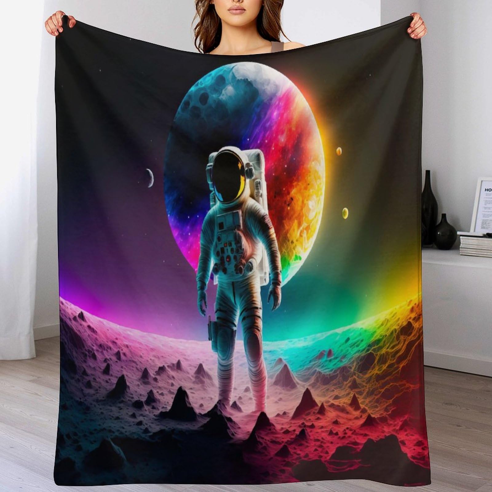 Manta de franela de astronauta con microfibra térmica muy suave y mullida para el frío