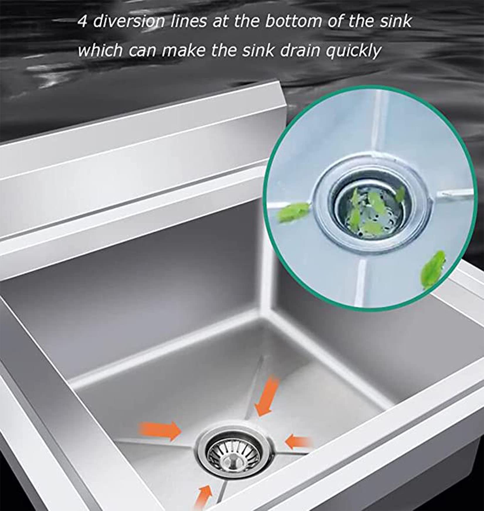 Lavavajillas Individual Deo Inoxidable para Hostelería con Grifo, Soporte Y Deflector, Altura de Las Patas Ajustable (50 Cm/60 Cm)./50 * 50 * 80 cm