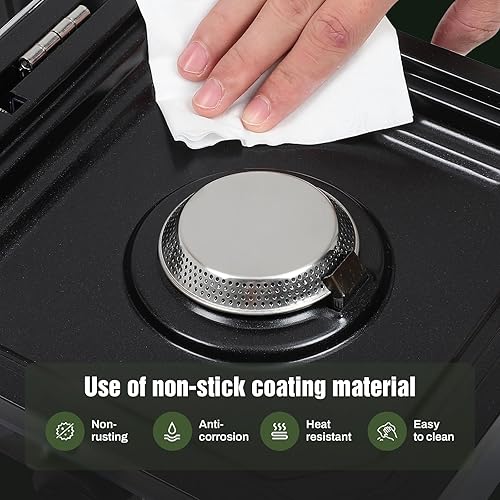 Miniatura 5 de Estufa de camping de 2 quemadores con bolsa de transporte, estufa de propano portátil de 16000 BTU para campamento, estufa de camping plegable con