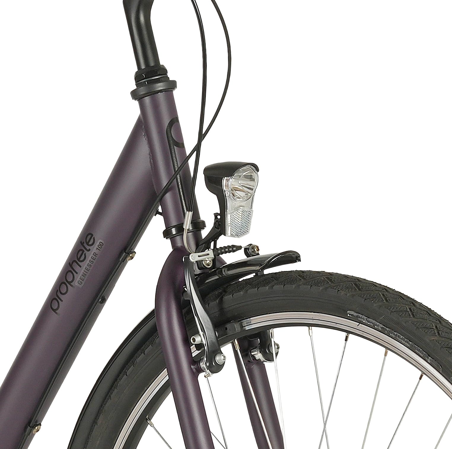 Prophete GENIESSER 100 28 Zoll Citybike Damen mit 3 Gang Nabenschaltung LED Beleuchtung Rücktrittbremse und V Bremse RH 46 cm Dark Purple matt