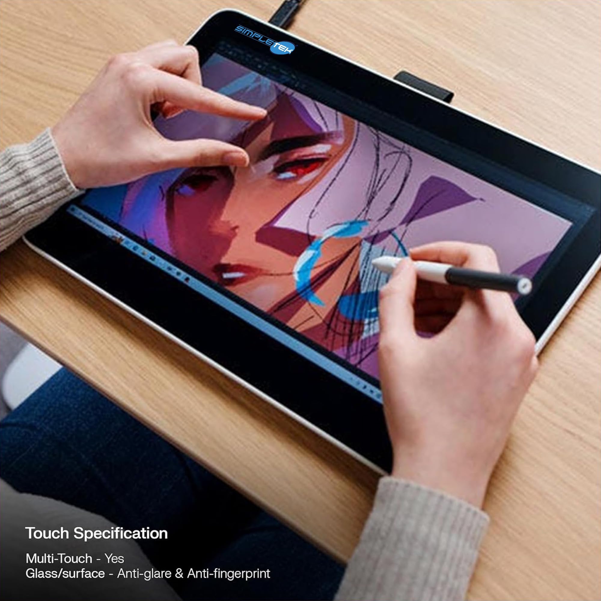 SIMPLETEK - Écran tactile interactif 13,3" - Résolution Full HD - Connectivité Thunderbolt/USB-C - Stylo sensible à la pression inclus - DTH134W0B