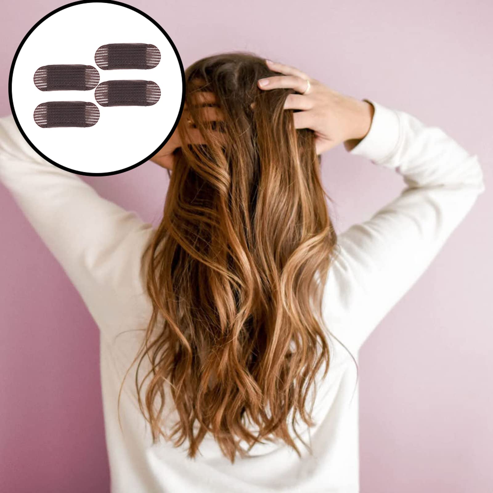 Stock It Up Hair Clip Puff Hair Clip Hair Volume Insert 4 Pieces Puff Hair Head Cushion Invisible Hair Base Clip Hair Styling Clips Volume Insert Hair Styling for Women and Girls - Image 2