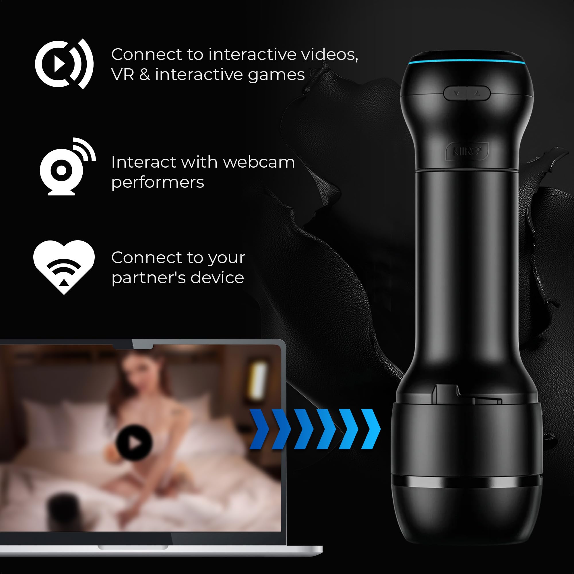 KIIROO PowerBlow - Masturbatore automatico da uomo, compatibile con KIIROO Feel Stroker, dispositivo interattivo per il piacere con FeelMe AI, intensità regolabile, facile installazione