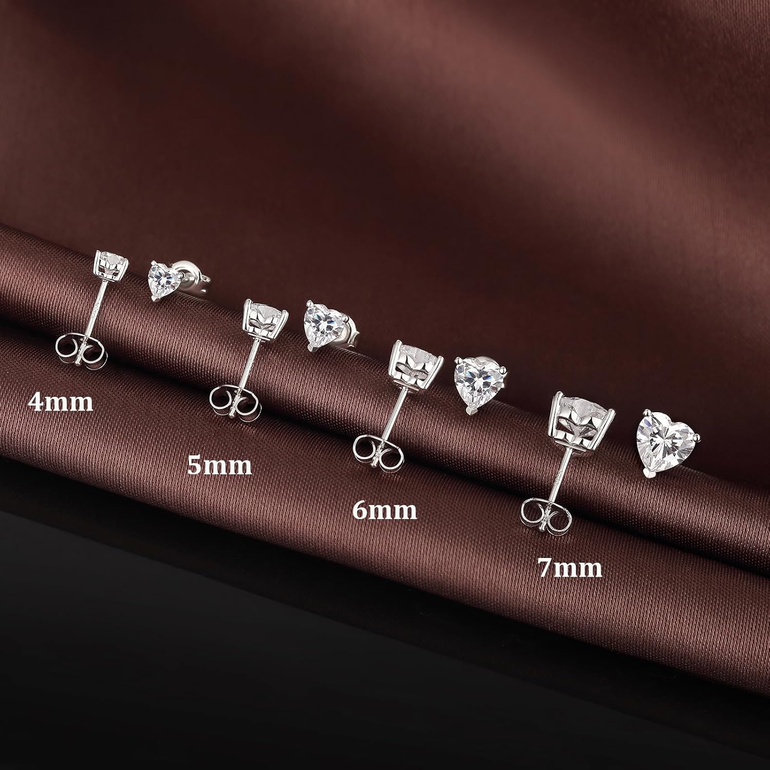 Heart Cut/Oval Cut Stud Earrings for Unisex 925 Sterling Silver Cubic Zirconia Earrings for Women/Men 4MM-7MM - Image 4