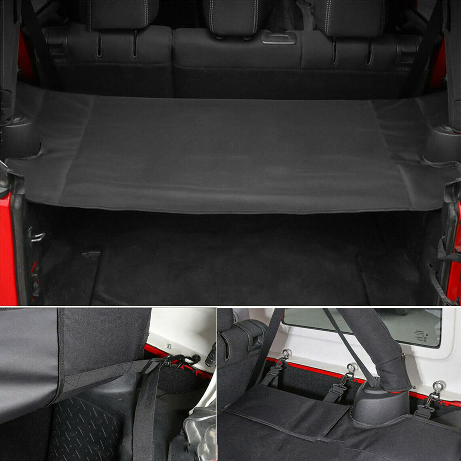 Cargo Cover Baule Posteriore Bagagliaio Tendina Ombra Protector Compatibile con Jeep Wrangler JK JKU 2007-2017 Unlimited 4 Door