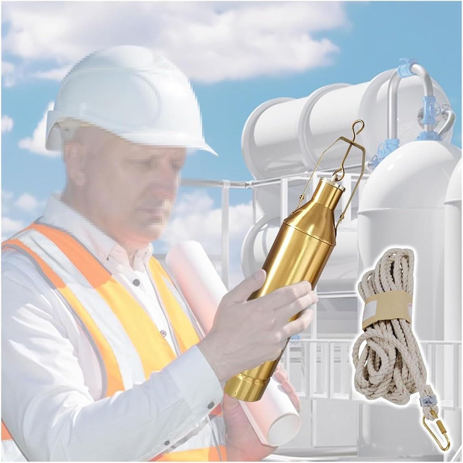 500ml Oil Sampling Bottle Kit, Copper Tanker Sample Extractor with Rope, Water Sampler Bucket for Easy Liquid Collect, Perfect for Labs and Field Use