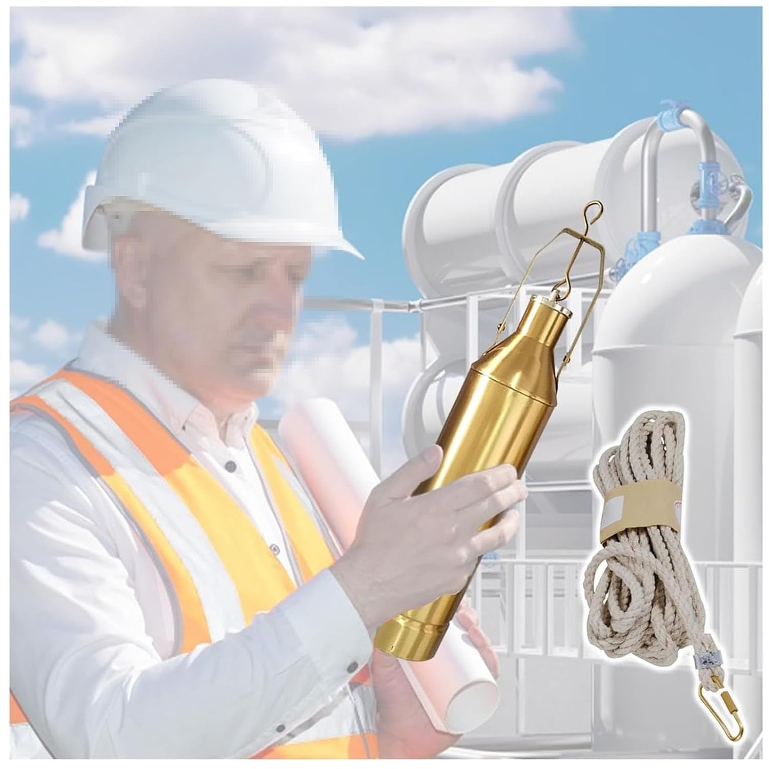 Oil Sampling Bottle Kit, Copper Oil Tanker Sample Extractor with Rope, Water Sampler Bucket(500ml)
