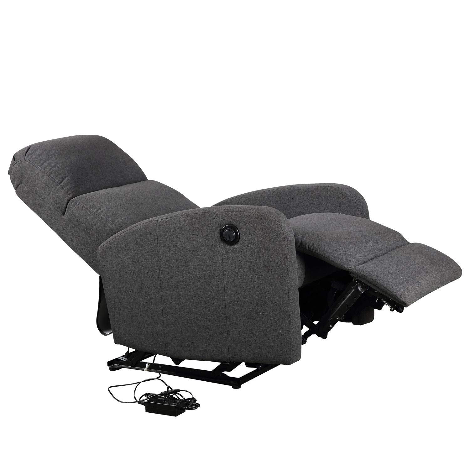 Happy Garden Fauteuil électrique inclinable Relax Gris Anthracite. Fauteuil de Salon Relax en Tissu Gris Anthracite avec Inclinaison électrique et Repose-Pieds.