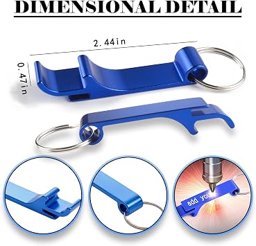 10 Pcs Personalized Bottle Opener Keychain Bulk, Engraved Text/Logo/Photo