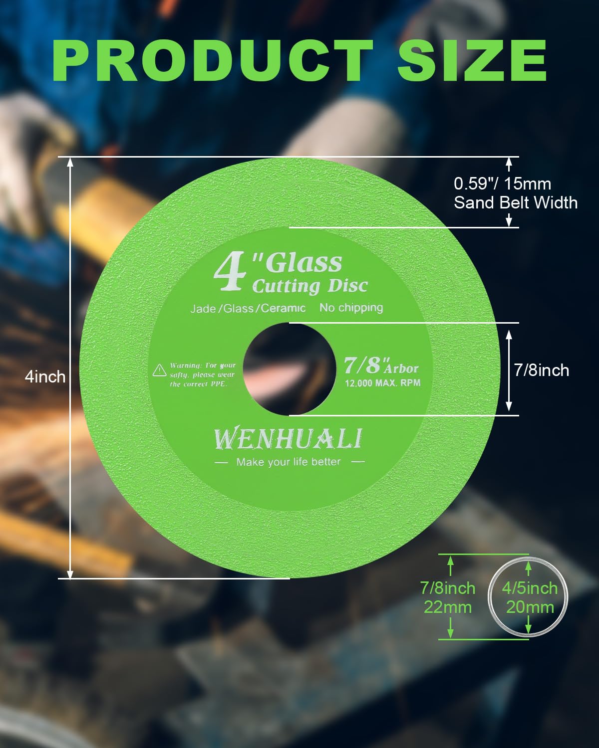 10 discos de corte de vidrio para amoladora angular, disco de corte de diamante de cerámica de vidrio de 4 x 7/8 pulgadas, disco de corte ultrafino para vidrio, jade, cristal, botellas de
