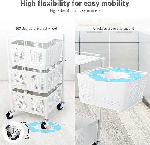 Miniatura 5 de Estante giratorio de almacenamiento de cocina de 5 niveles, estante de pie de varias capas, cesta de almacenamiento de frutas y verduras, estante de