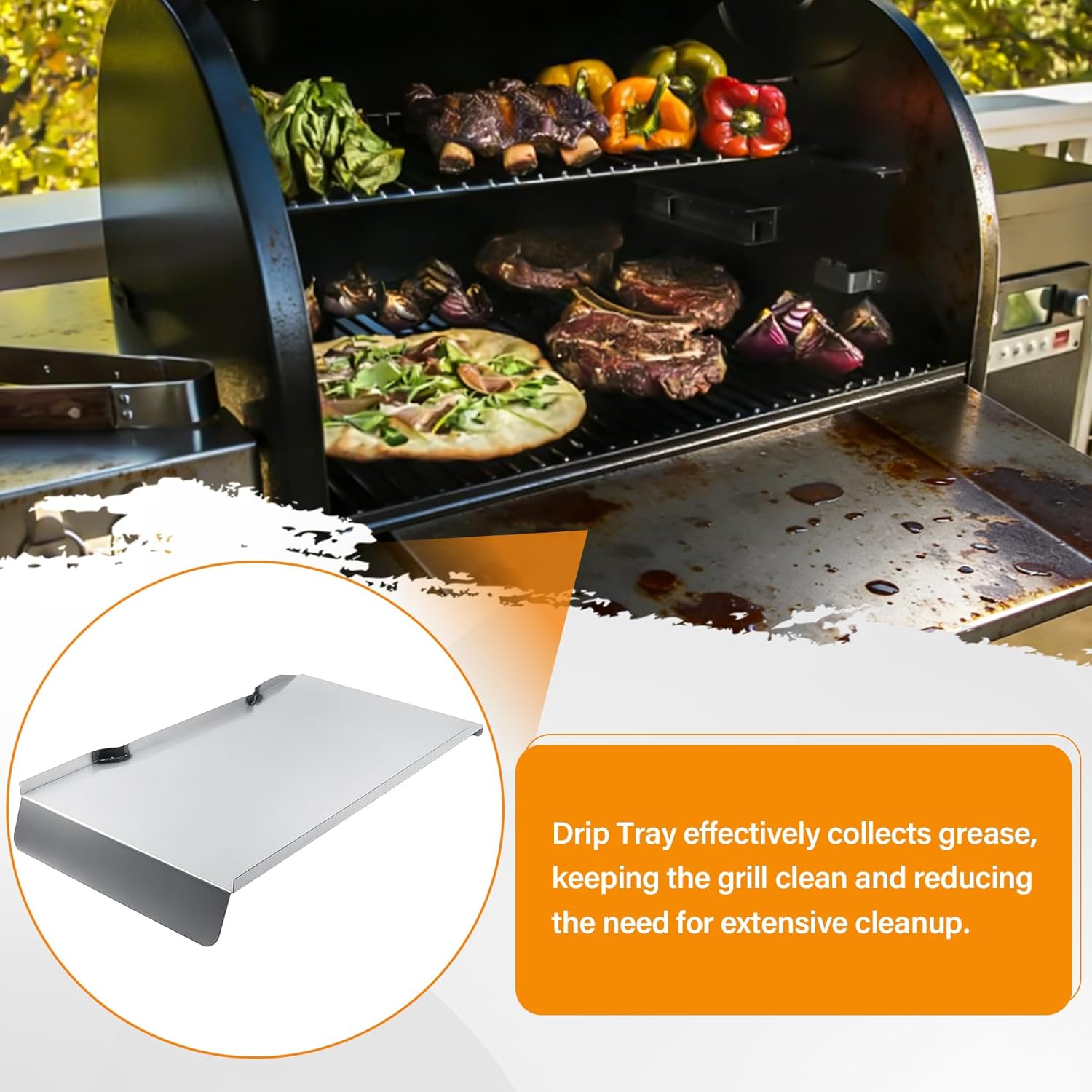 Drip Tray Heat Baffle Replacement for Traeger Ironwood 885 Pellet Grills, BCA1333 KIT0404 Grease Drip Pan Heat Deflector Replacement Parts Compatible With Traeger Ironwood 885 Drip Tray Liner BAC521