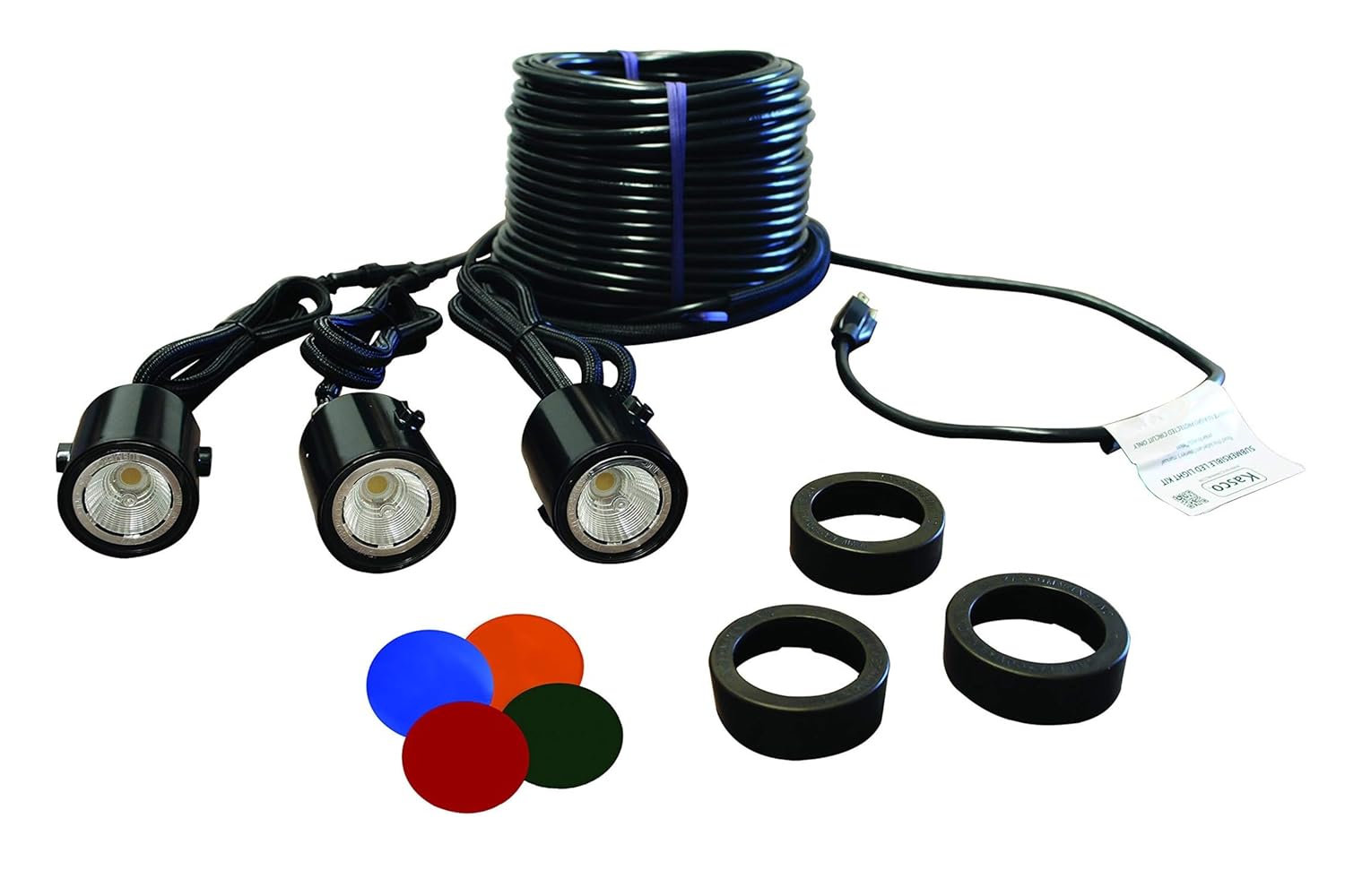 LED Composite Light, 3 Fixtures, 11Watts ea., 120V, Includes Color Lenses w/red, Blue, Green & Amber, 50' Cord