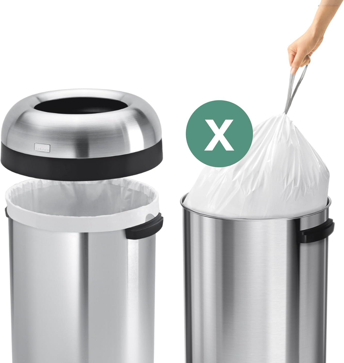 simplehuman Code X 100 Count, Dispenser Pack Custom Fit Liners, Drawstring Trash Bags, 80 Liter / 21.1 Gallon, White