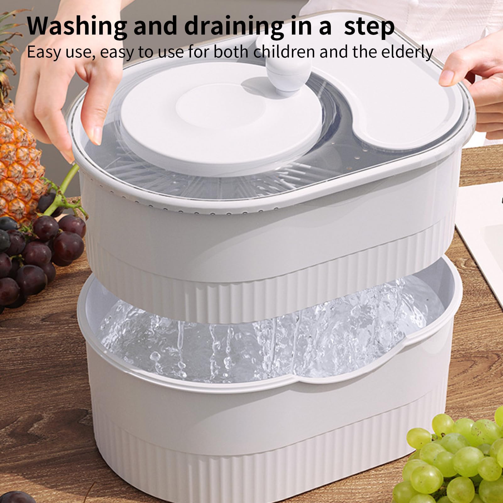 Centrifugadora Limpiadora De Verduras Y Frutas Para Cocina Tapa giratoria | De Frutas Con Tapa Para Tomate Patata Pimiento Pepino Zanahoria Lechuga Uvas Cerezas Ensalada Piña