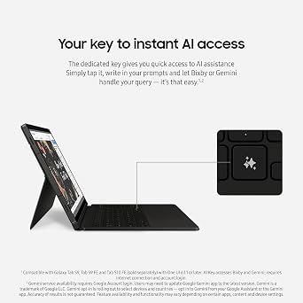 Samsung Galaxy Tab S9 | S9 FE | S10 FE, FE Book Cover Keyboard AI Key for Galaxy Tab S10 FE, Detachable Platform, PC-Like Experience, Wireless Keyboard Sharing, White
