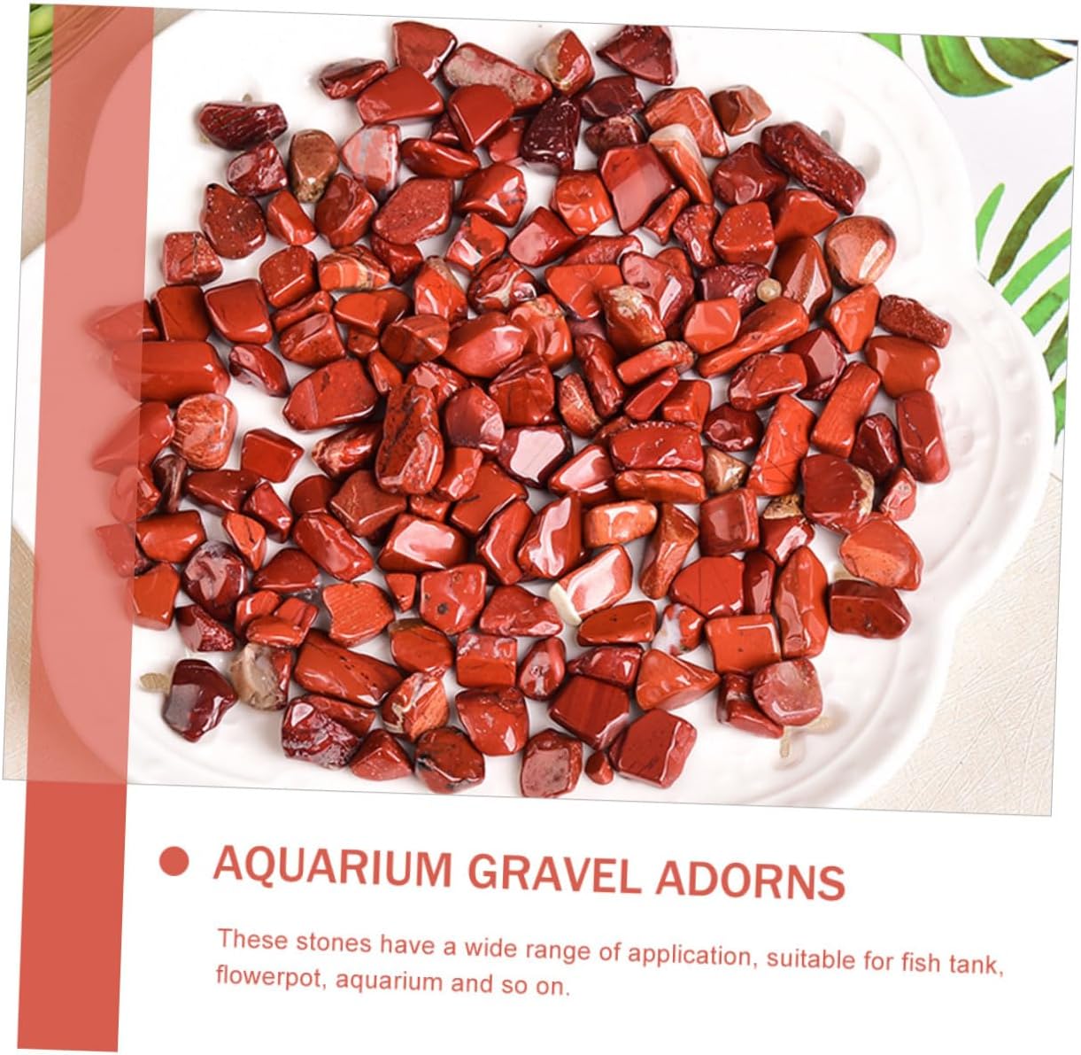 FAVOMOTO Red Jasper Aquarium Gravel 7-9mm Natural Decorative Stones 2lb Bulk Fish Tank Rocks for Aquascaping and Terrarium Landscaping