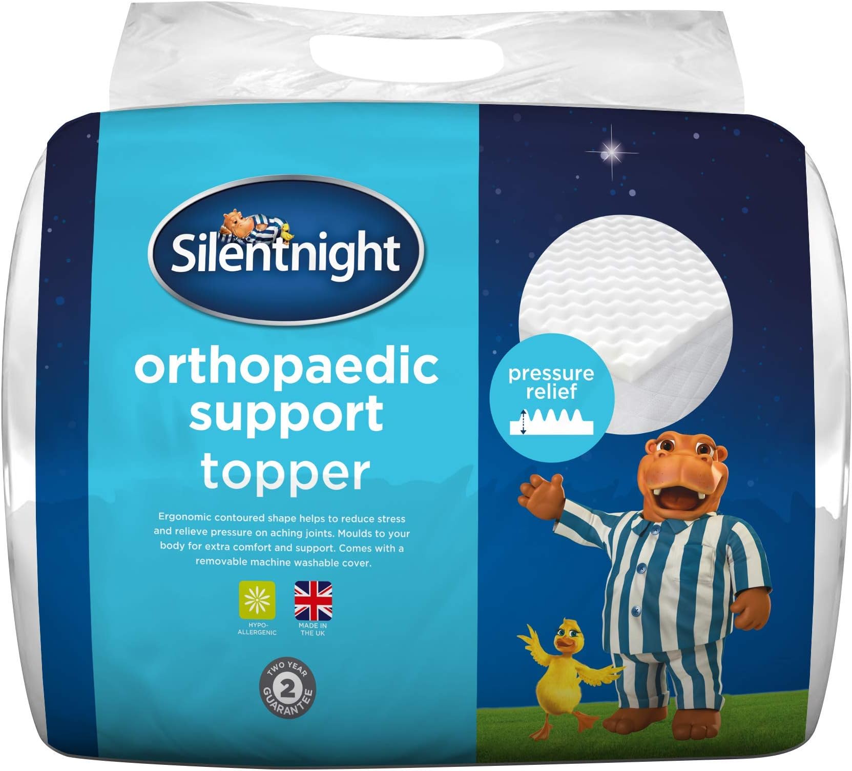 Silentnight Orthopaedic Topper with Removable Cover, White, Single, 5 cm