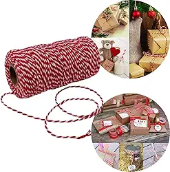 Barbante Twine Bicolor 100 METROS Cordão De Algodão Vermelho e Branco-Barbante Decoração Artesanato (Vermelho)