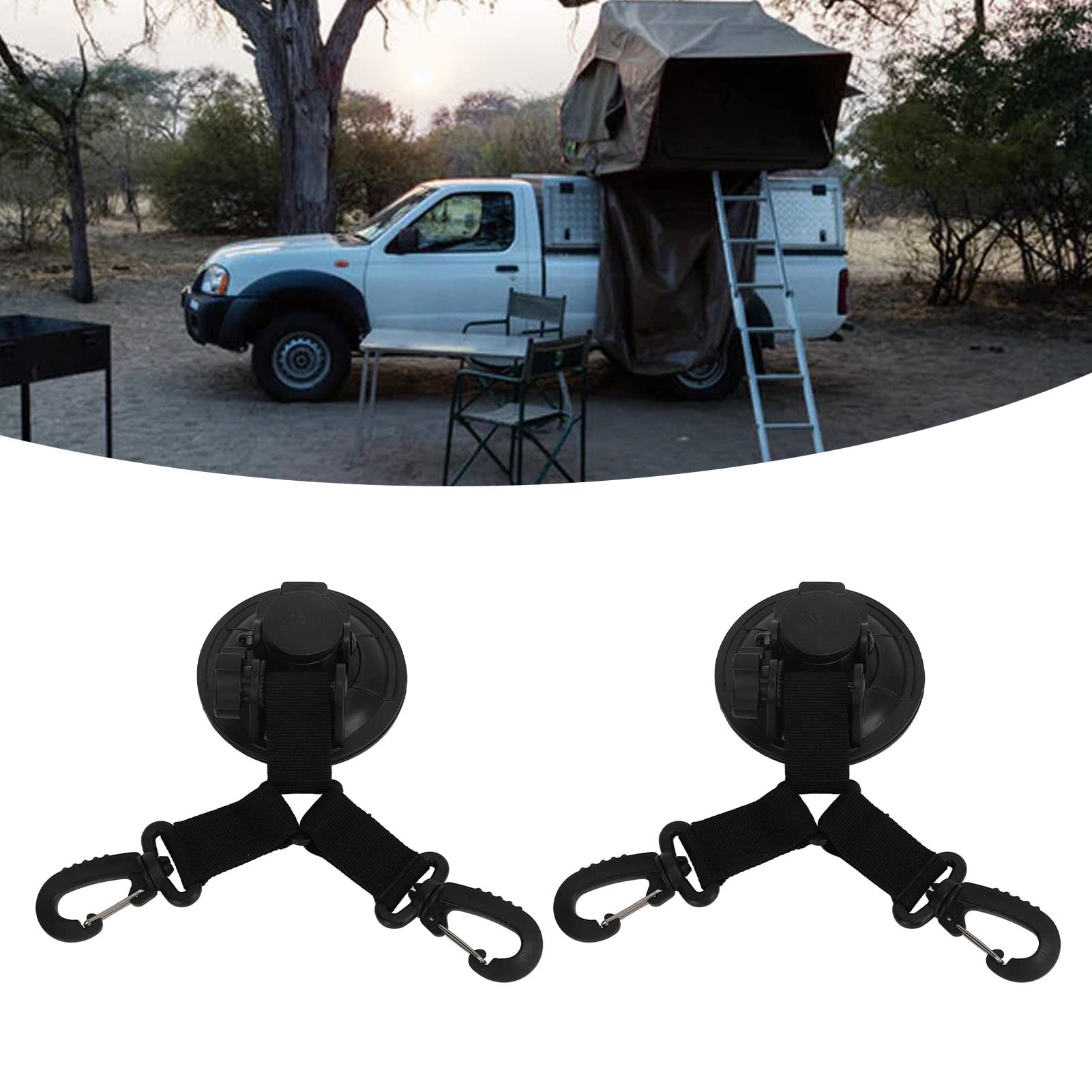 Vitdipy 2Pcs Heavy Duty Suction Cup Anchor, Double Head Strong Suction Cup Anchor for Outdoor Camping Tent Attachment to Cars