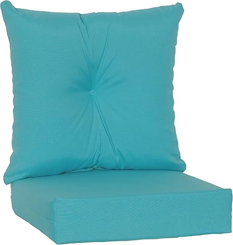 Rulu Juego de 2 piezas para exteriores e interiores (asiento de 22 x 22 x 5 pulgadas + cojín de respaldo de 23 x 23 x 7 pulgadas), color turquesa