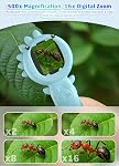 2-in-1 Microscope Camera for Kids, Mini Handheld Microscope Supporting Multiple Viewing Angles, Outdoor Educational Science Adventure Toys, Birthday Gifts for 3-10 Years Old Boys Girls, Blue Dinosaur