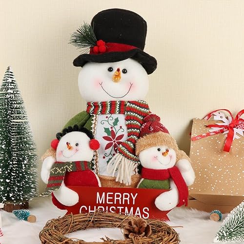 Miniatura 6 de Decoraciones navideñas  Muñeco de peluche de muñeco de nieve, adecuado para decoración de chimenea, decoración del hogar, fiestas temáticas de