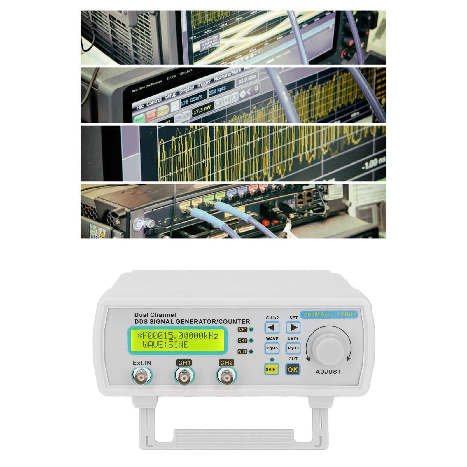 MHS5200A DC5V Zweikanal-DDS-Signalgenerator Zähler TTL Elektrischer Pegelausgang Arbiträrer Wellenformfunktionsgenerator 0-12 MHz Frequenzmesser LCD-Anzeige