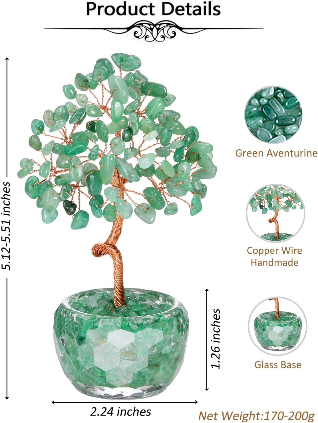 Top Plaza Natural Green Aventurine Crystal Tree, Life Tree Desk Decor image 5