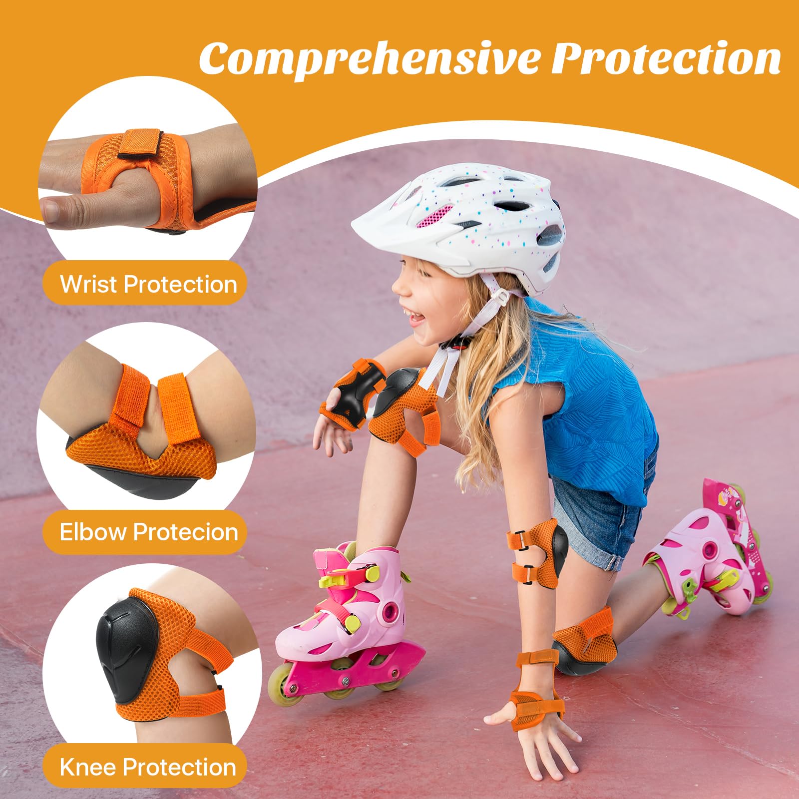 Équipement de protection 3 en 1 pour enfants, genouillères, coudières, protège-poignets avec sangle réglable pour 3 à 10 ans pour cyclisme, skateboard, patinage à roues alignées, scooter, patinage à Équipement de protection 3 en 1 pour enfants, genouillères, coudières, protège-poignets avec sangle réglable pour 3 à 10 ans pour cyclisme, skateboard, patinage à roues alignées, scooter, patinage à