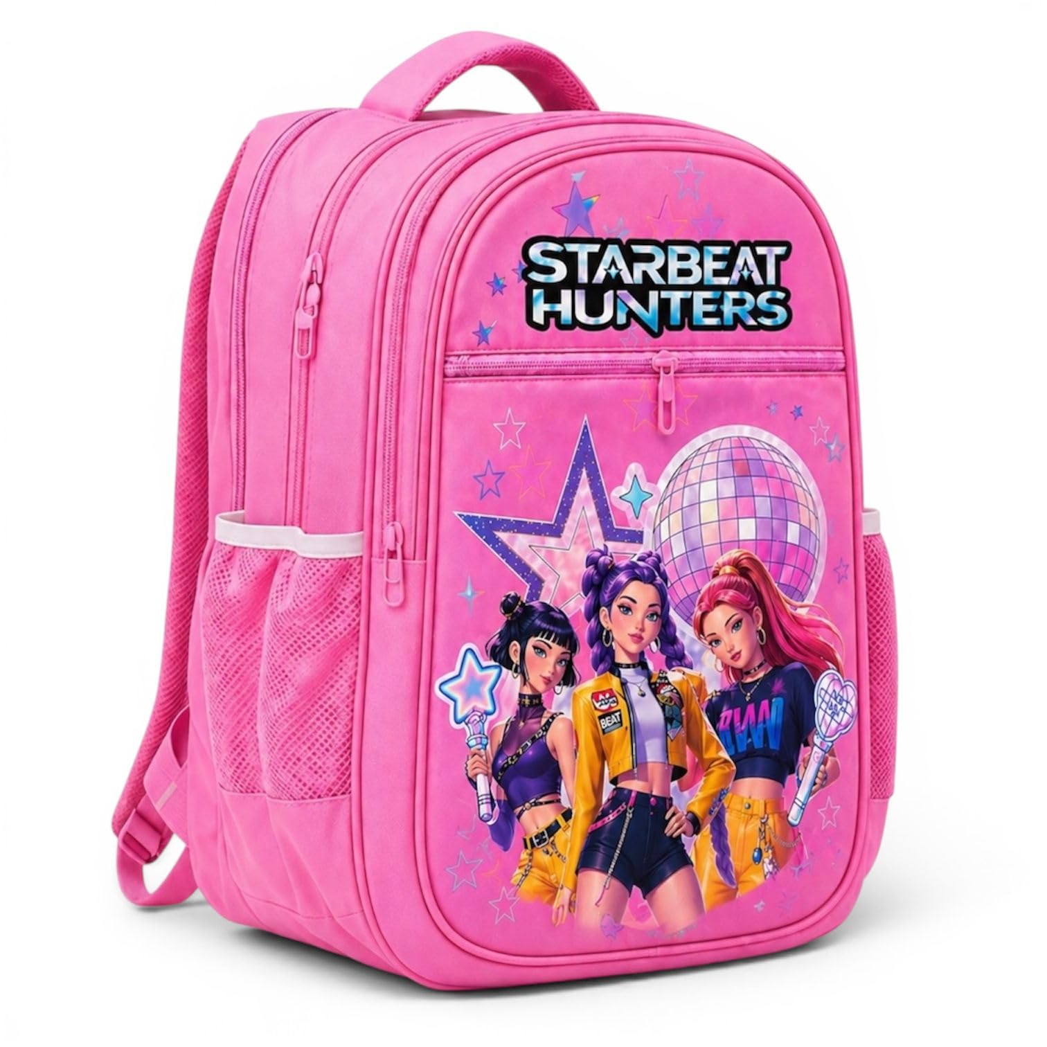 le delite Pop K Demonz Hunterz School Backpack for Girls – Large Capacity Pink Printed Stylish Bag, 18 x 14 x 7 Inch Spacious Travel Backpack with Front Pocket for Teenagers, Tuition & Daily Use-picture-3
