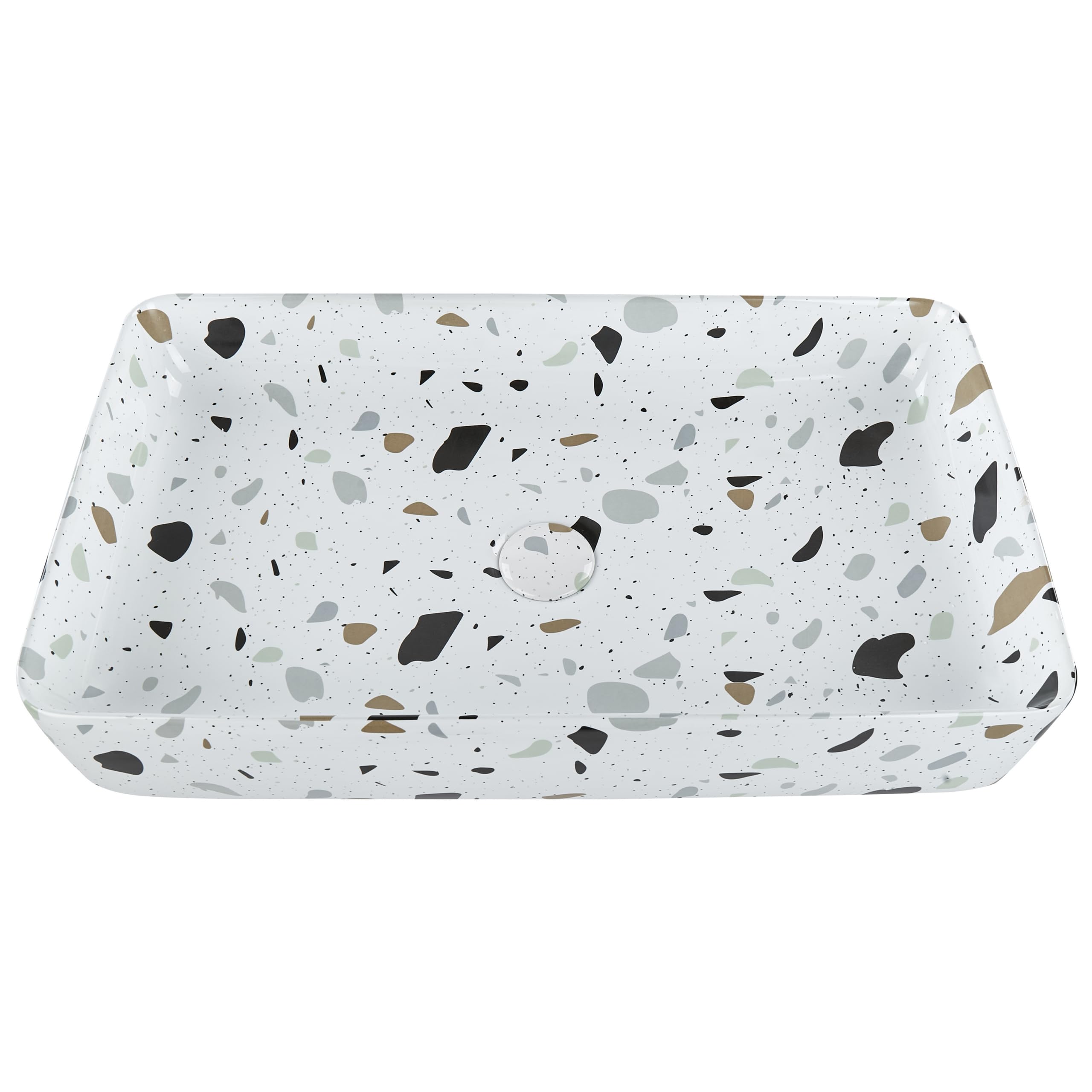 Umywalka łazienkowa nablatowa ceramiczna z efektem lastryko prostokątna 61 x 35 cm Nules