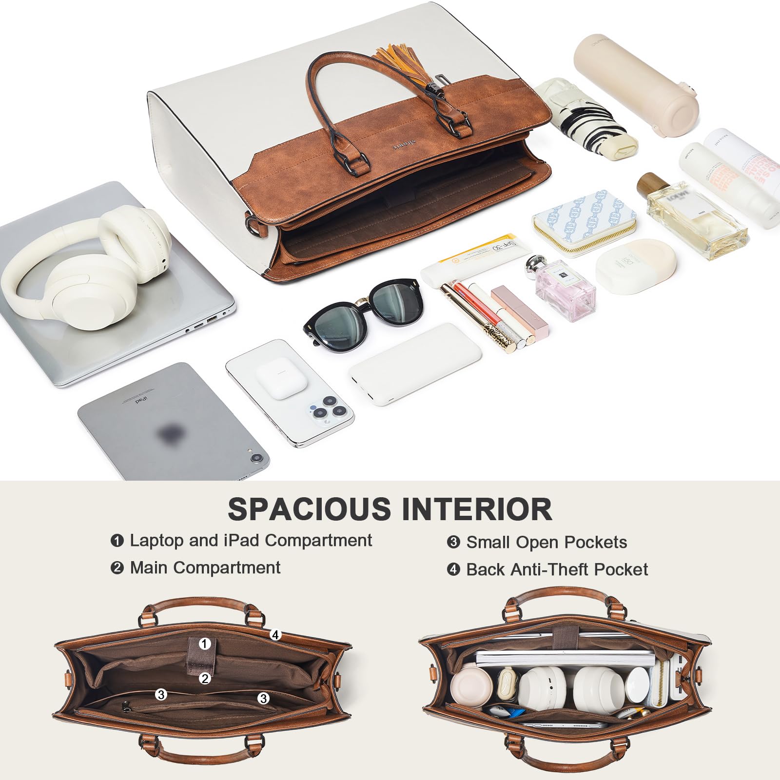 Shrrie 15,6 pouces sac pour ordinateur portable pour les femmes,Sac de travail résistant à l'eau sac portable,Valise avec sac à main