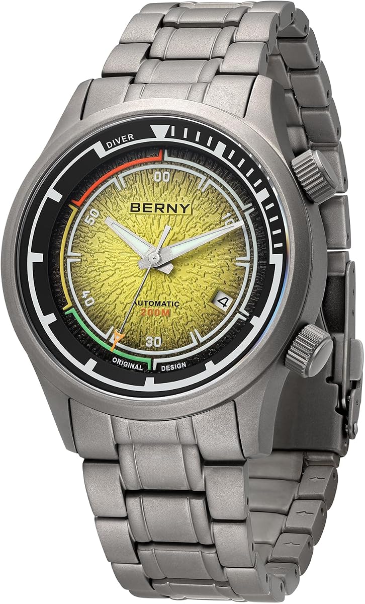 Reloj de buceo automático para hombres Reloj de pulsera mecánico analógico masculino súper luminoso resistente al agua hasta 200 m con cristal de zafiro AR Regalos de cumpleaños de lujo