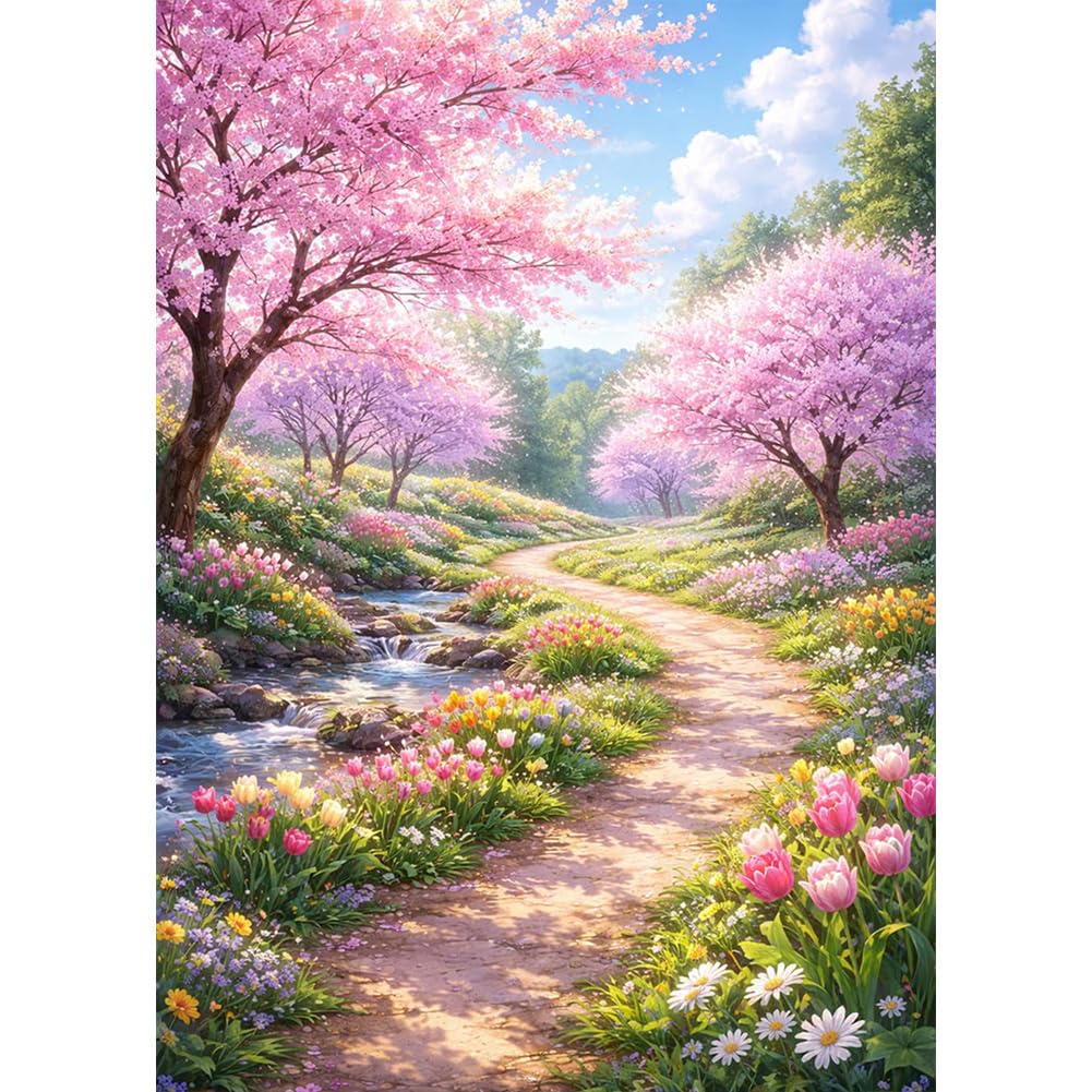 NICRBI Cherry Blossom Diamond Painting Kits for Adults, Diamond Art 30x40cm