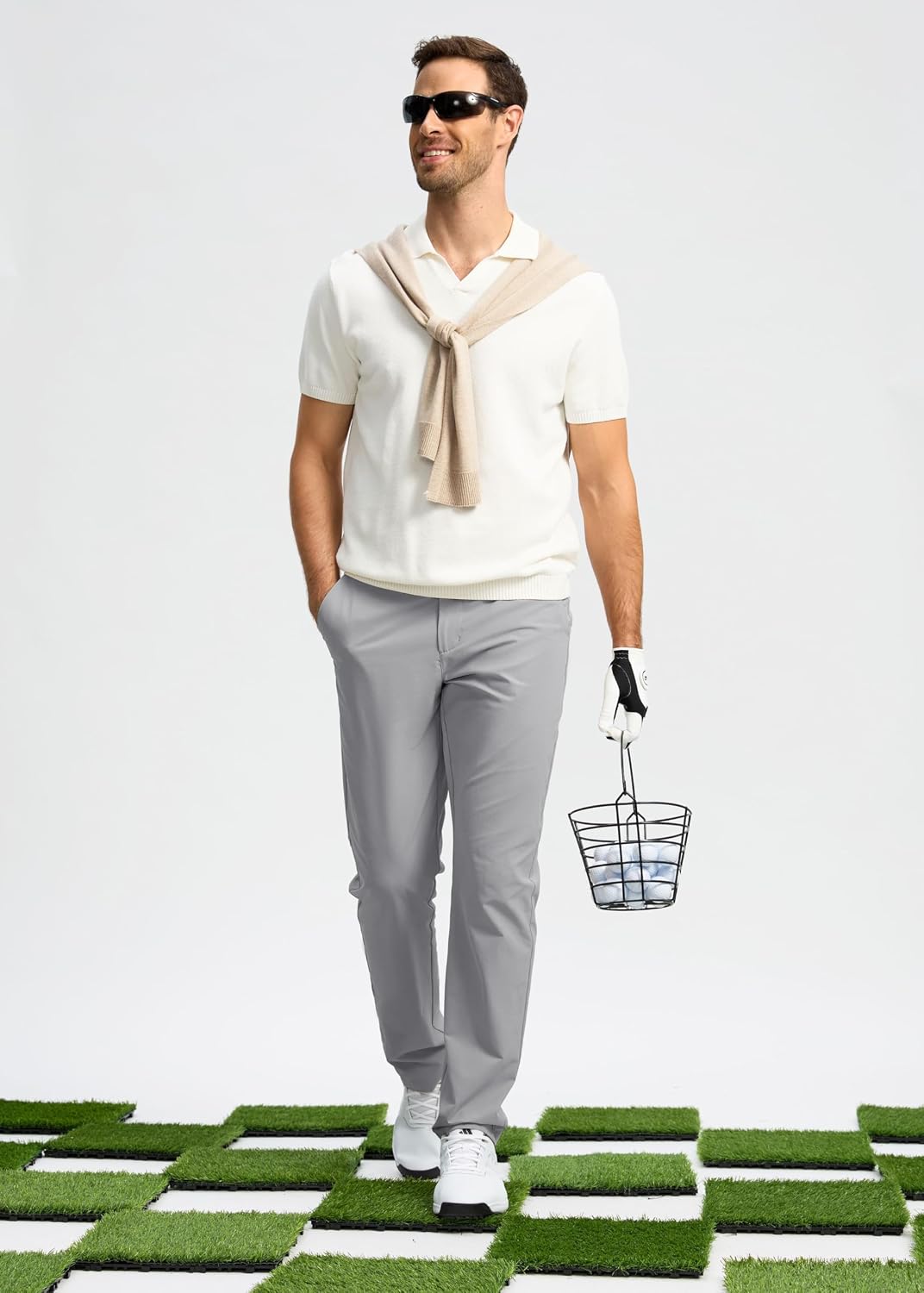 Pudolla Men's Golf Pants Stretch Work Dress Comfy Pants 30"/32"/34" Lightweight Quick Dry Casual Slacks Trousers with Pockets thumbnail