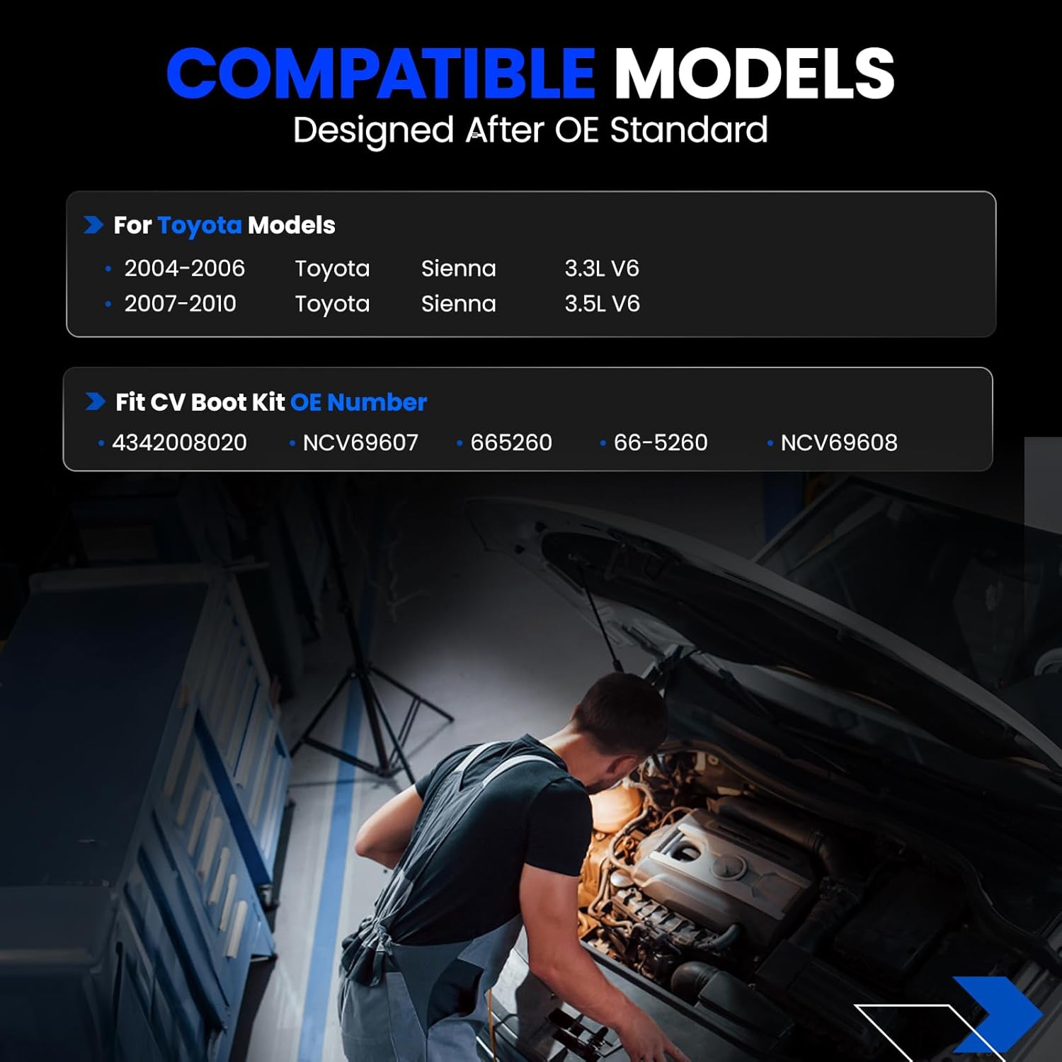 2 Pcs CV Axle Joint Kit Compatible with Toyota Sienna 2004-2010,for 4342008020, NCV69607, NCV69608, 665260 Replacement, 3.3L/3.5L V6