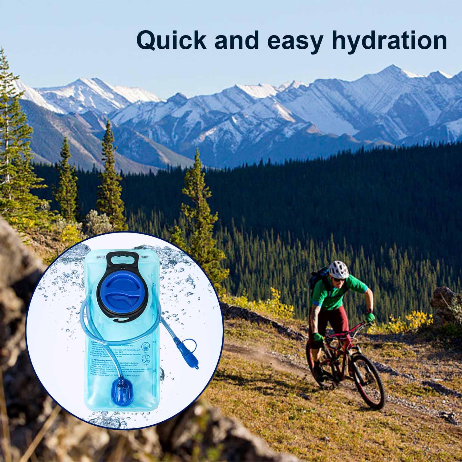 1 sacchetto per l'acqua da 2 litri, portatile, per lo sport, a prova di perdite, sacchetto dell'acqua riutilizzabile, per ciclismo, campeggio, escursioni (blu)