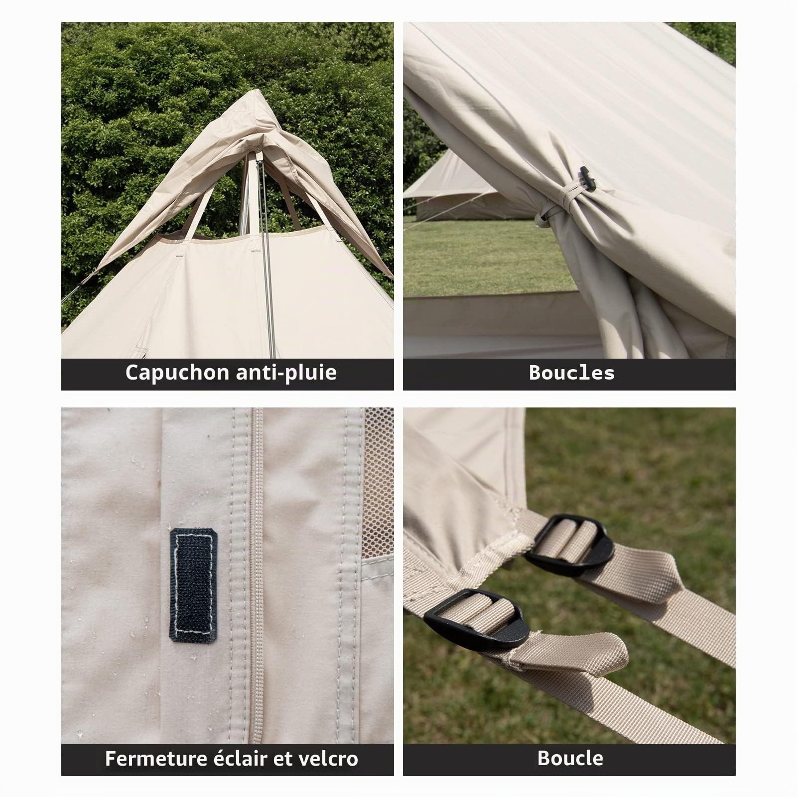 Naturehike Tente de Camping pour 2 à 12 Personnes Tente de Camping tipi pyramidale Indienne en Coton pour Les campings, Les déplacements en Voiture, Les réunions de Famille