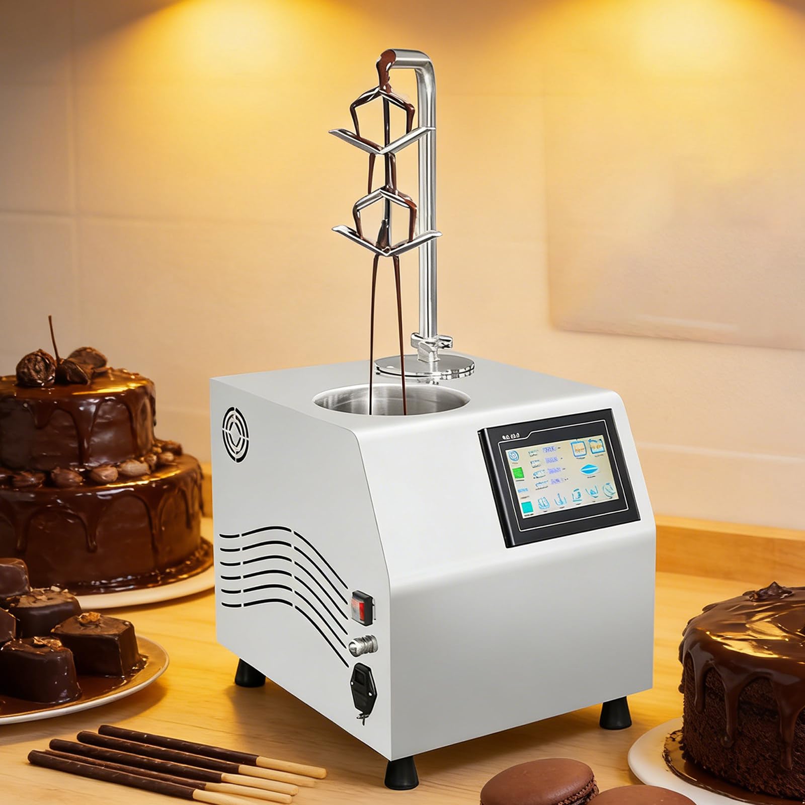 Machine à Fondre Le Chocolat 5.5L – Fontaine à Chocolat et Tempéreuse Professionnelle avec Double Zone de Température, Facile à Nettoyer, pour Cascade de Chocolat, Pâtisserie, Mariage