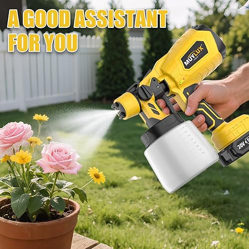 Miniatura 4 de Pulverizador de pintura inalámbrico con batería y cargador, pistola pulverizadora eléctrica de 800W con 5 boquillas y 3 patrones, pulverizador de