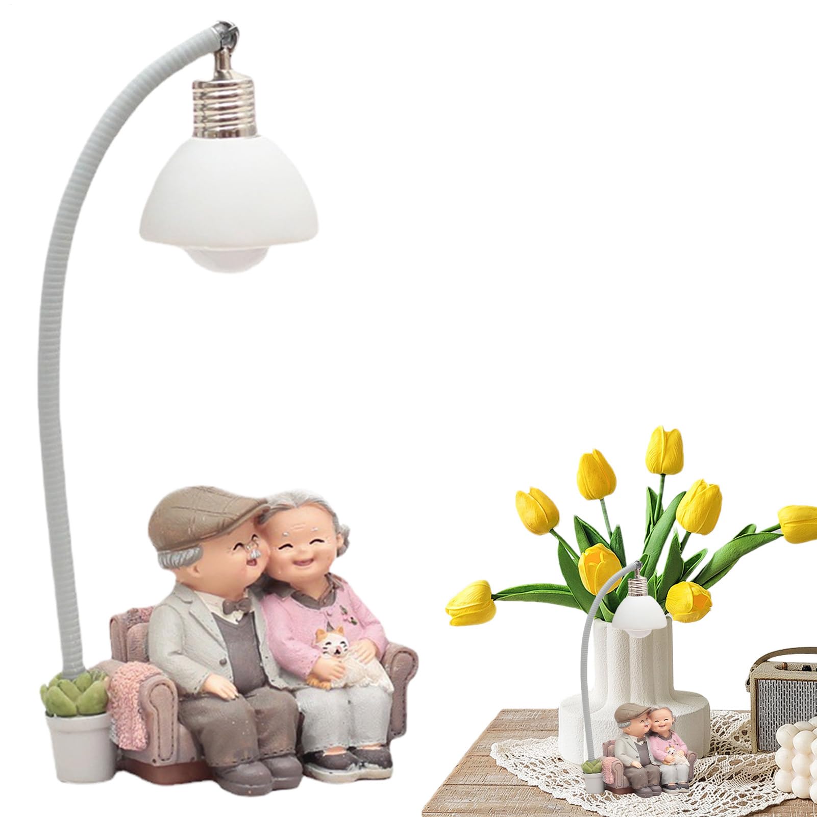 Figurines de Couple Âgé décoratives pour illuminer un bureau cosy