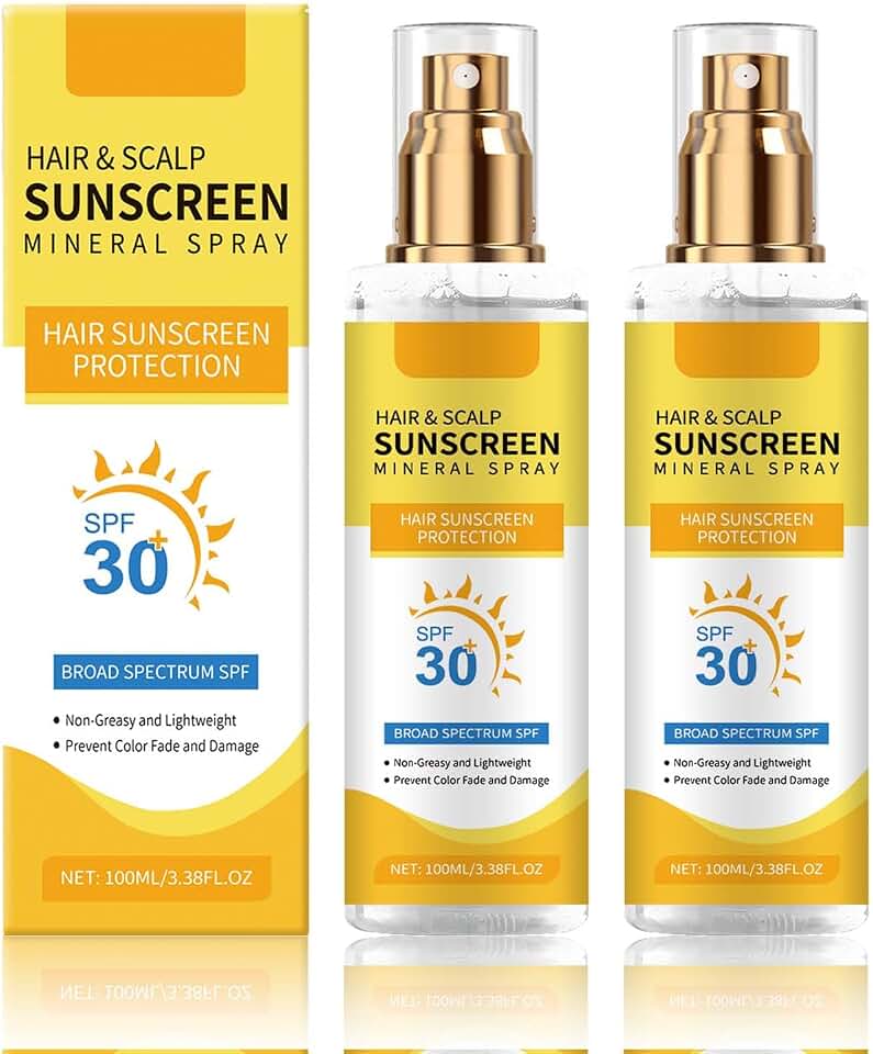 Spray mineral protetor solar para cabelo e couro cabeludo, 2 peças Ultimate Hair & Scalp, FPS 30, proteção UV para couro cabeludo e cabelo, leve, respirável, essencial para piscina de praia, para